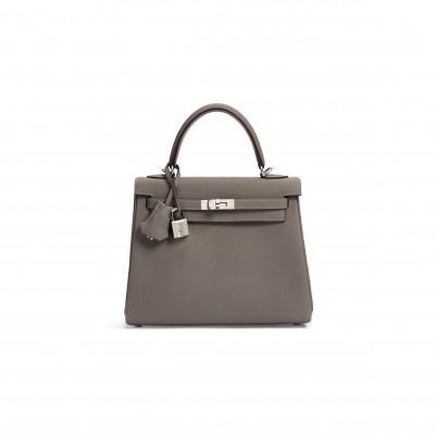 HERMÈS TOGO LEATHER RETOURNÉ KELLY 25 WITH PALLADIUM HARDWARE (25*17*7cm) 